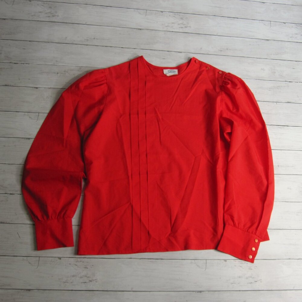 Sunny South Dallas Vintage Women's Red Top Size 18 Long Sleeve Blouse